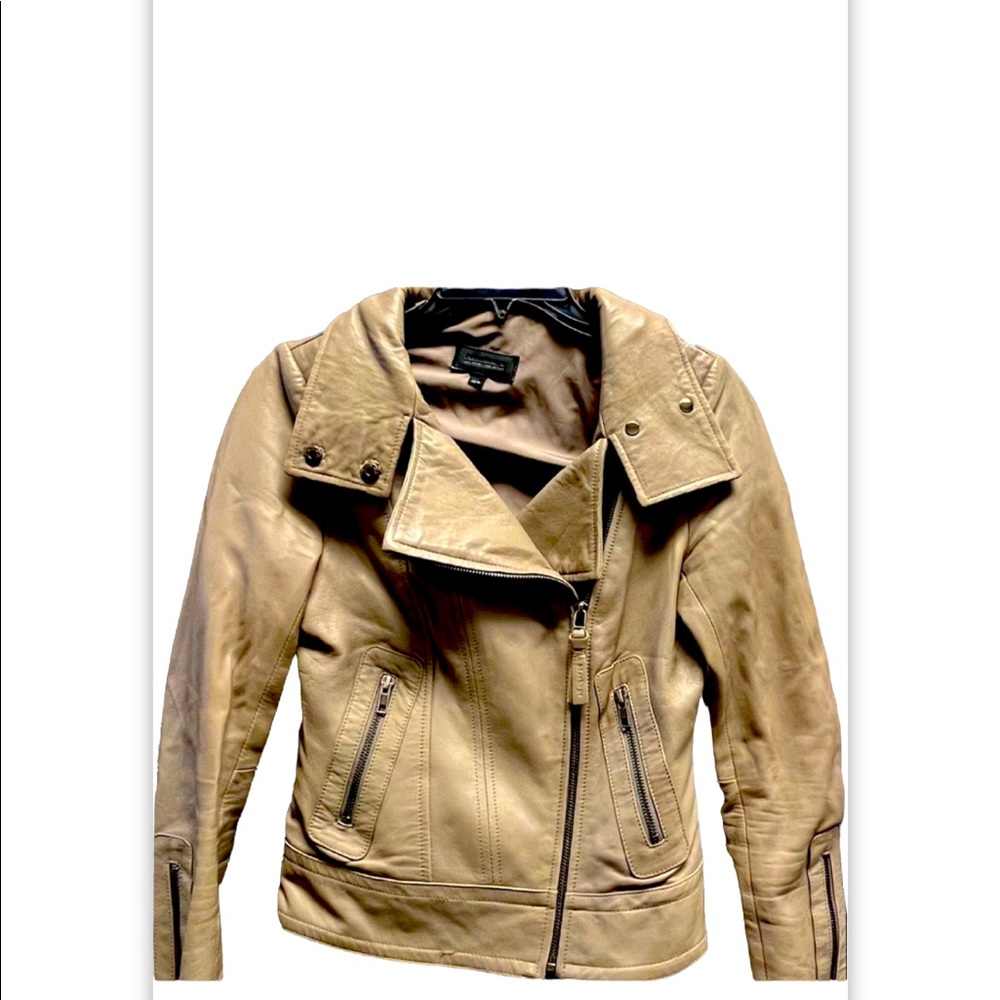 Aritzia Mackage Leather Jacket Beige